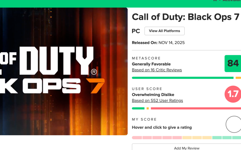 Call of duty black ops 7 ma na metacriticu nejhorsi uzivatel 1763370818364